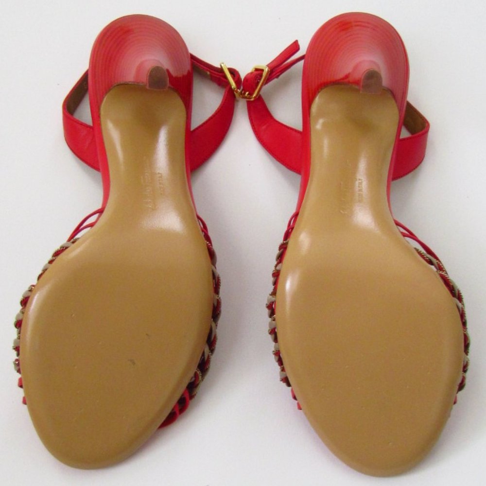 Salvatore Ferragamo Red and Gold Heels - Picture 6 of 7